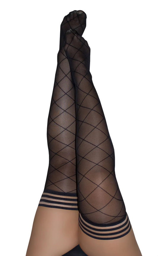 Anna - Diamond Thigh High - Size D - Black
