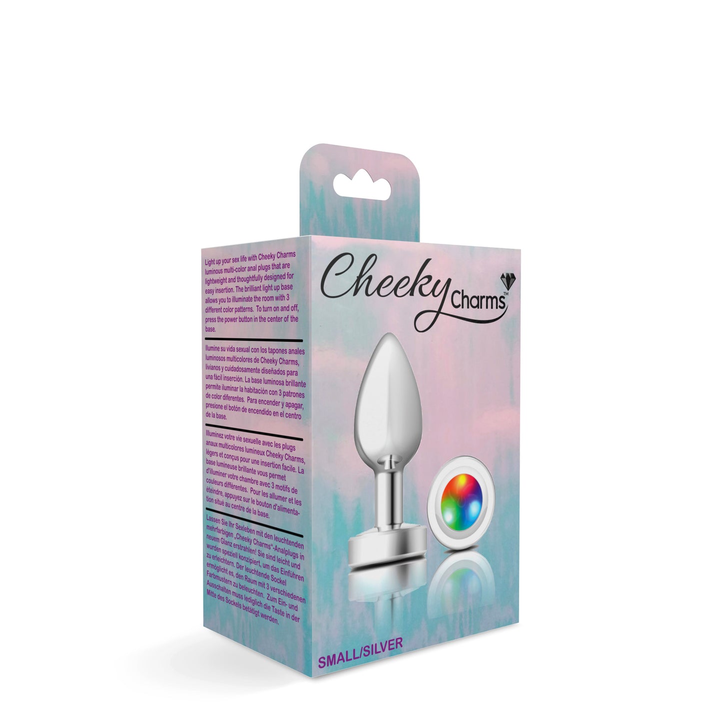 Cheeky Charms-Silver Metal Butt Plug-  Light Up-Small